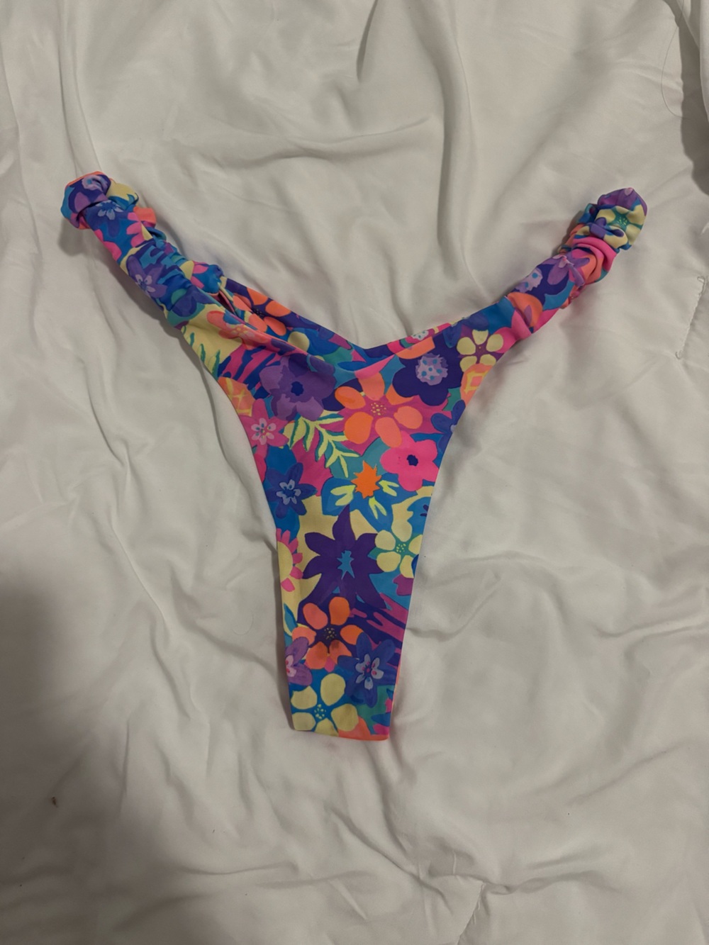 Kulani Kinis Floral Print Bikini Bottom in Purple, Pink, Blue, Yellow